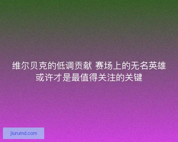 维尔贝克的低调贡献 赛场上的无名英雄或许才是最值得关注的关键