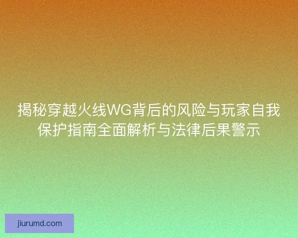 揭秘穿越火线WG背后的风险与玩家自我保护指南全面解析与法律后果警示