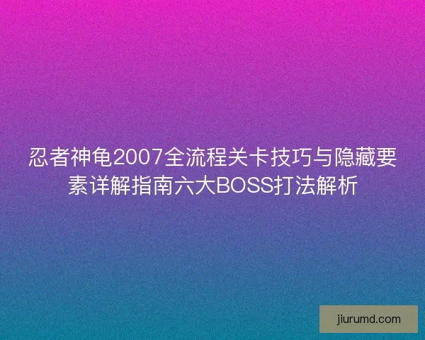 忍者神龟2007全流程关卡技巧与隐藏要素详解指南六大BOSS打法解析